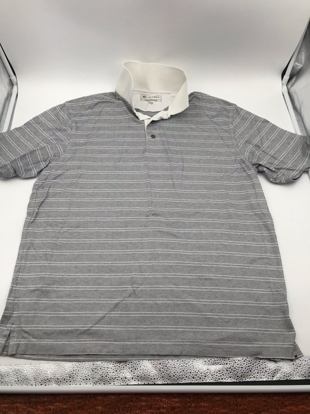 Classic Striped Rugby Polo Shirt - Gray & White